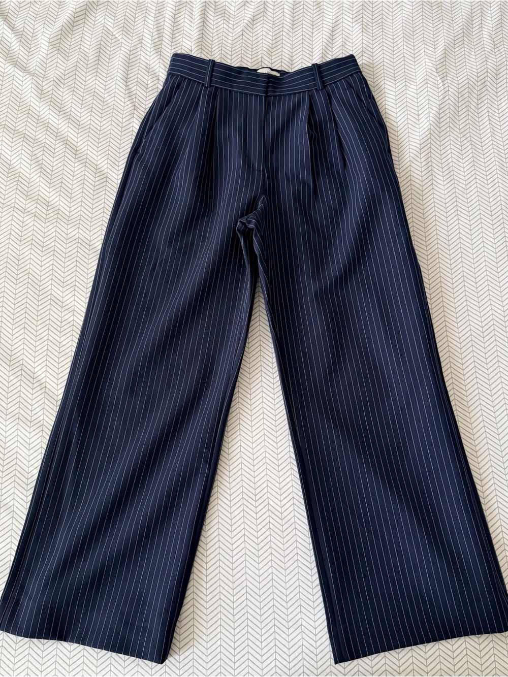Abercrombie & Fitch Navy Pinstripe Wide-Leg Pants